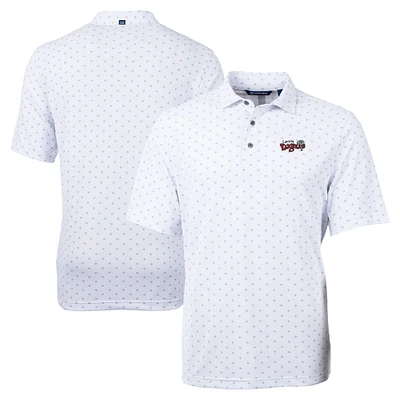 Men's Cutter & Buck White Lansing Lugnuts Big Tall Virtue Eco Pique Tile Print Recycled Polo
