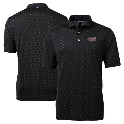 Men's Cutter & Buck Black Lansing Lugnuts Big Tall Virtue Eco Pique Tile Print Recycled Polo