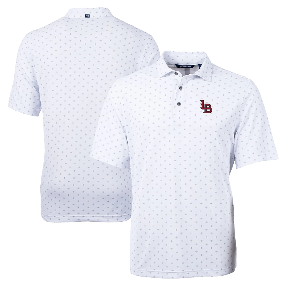 Men's Cutter & Buck White Louisville Bats Big Tall Virtue Eco Pique Tile Print Recycled Polo