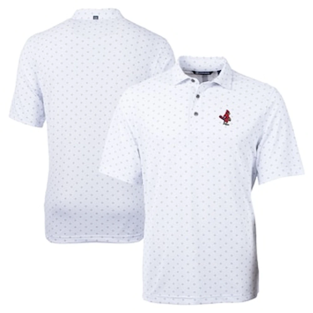 Men's Cutter & Buck White Memphis Redbirds Big Tall Virtue Eco Pique Tile Print Recycled Polo
