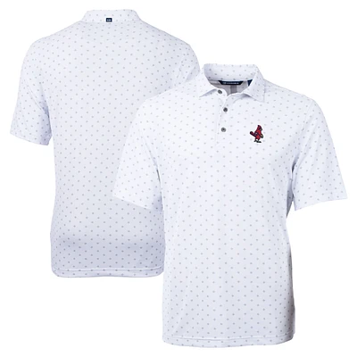 Men's Cutter & Buck White Memphis Redbirds Big Tall Virtue Eco Pique Tile Print Recycled Polo
