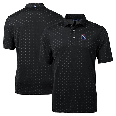 Men's Cutter & Buck Black New Hampshire Fisher Cats Big Tall Virtue Eco Pique Tile Print Recycled Polo
