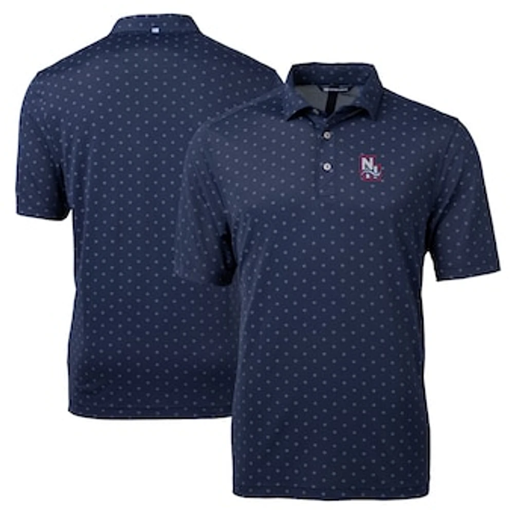 Men's Cutter & Buck Navy New Hampshire Fisher Cats Big Tall Virtue Eco Pique Tile Print Recycled Polo
