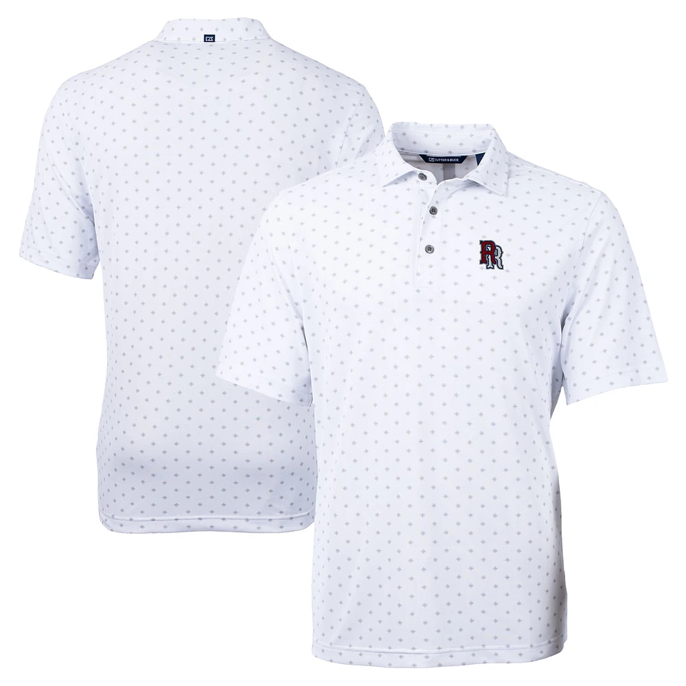 Men's Cutter & Buck White Round Rock Express Big Tall Virtue Eco Pique Tile Print Recycled Polo
