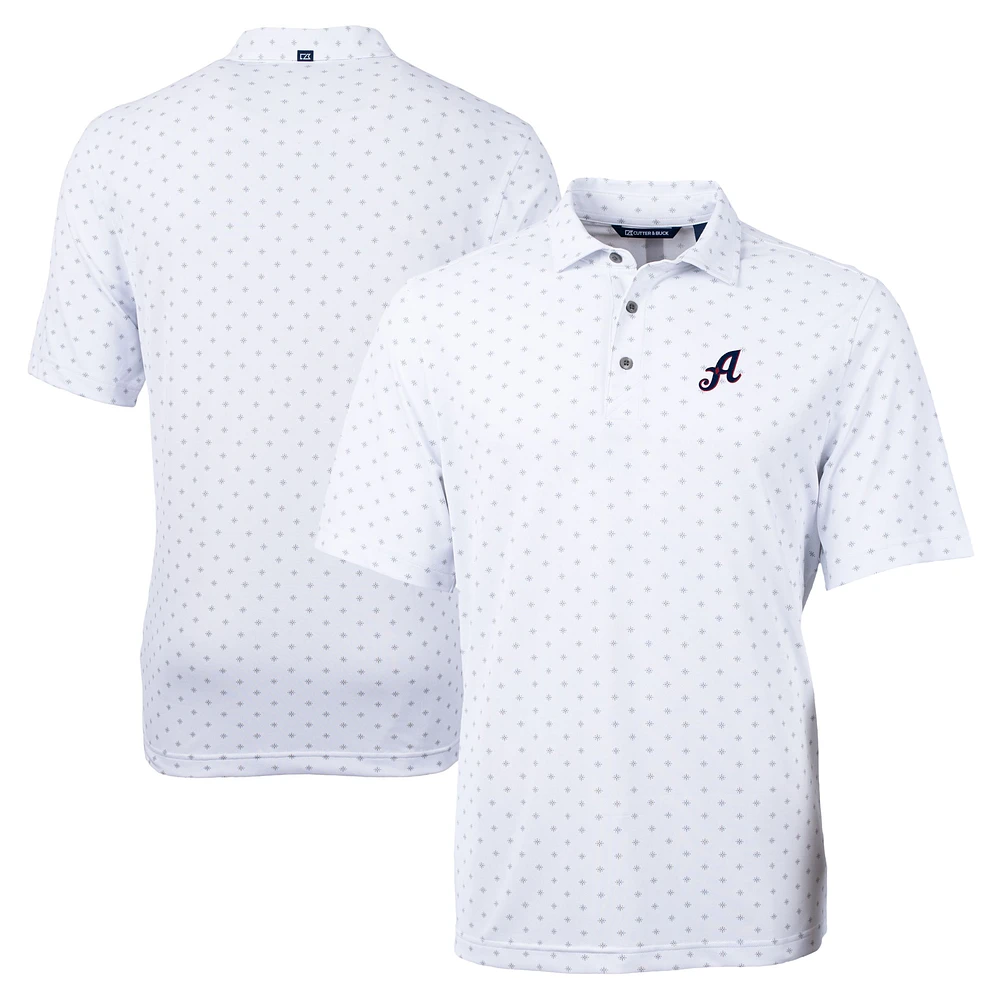 Men's Cutter & Buck White Reno Aces Big Tall Virtue Eco Pique Tile Print Recycled Polo
