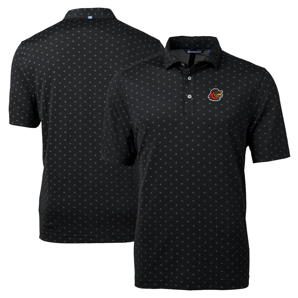 Men's Cutter & Buck Black Rochester Red Wings Big Tall Virtue Eco Pique Tile Print Recycled Polo