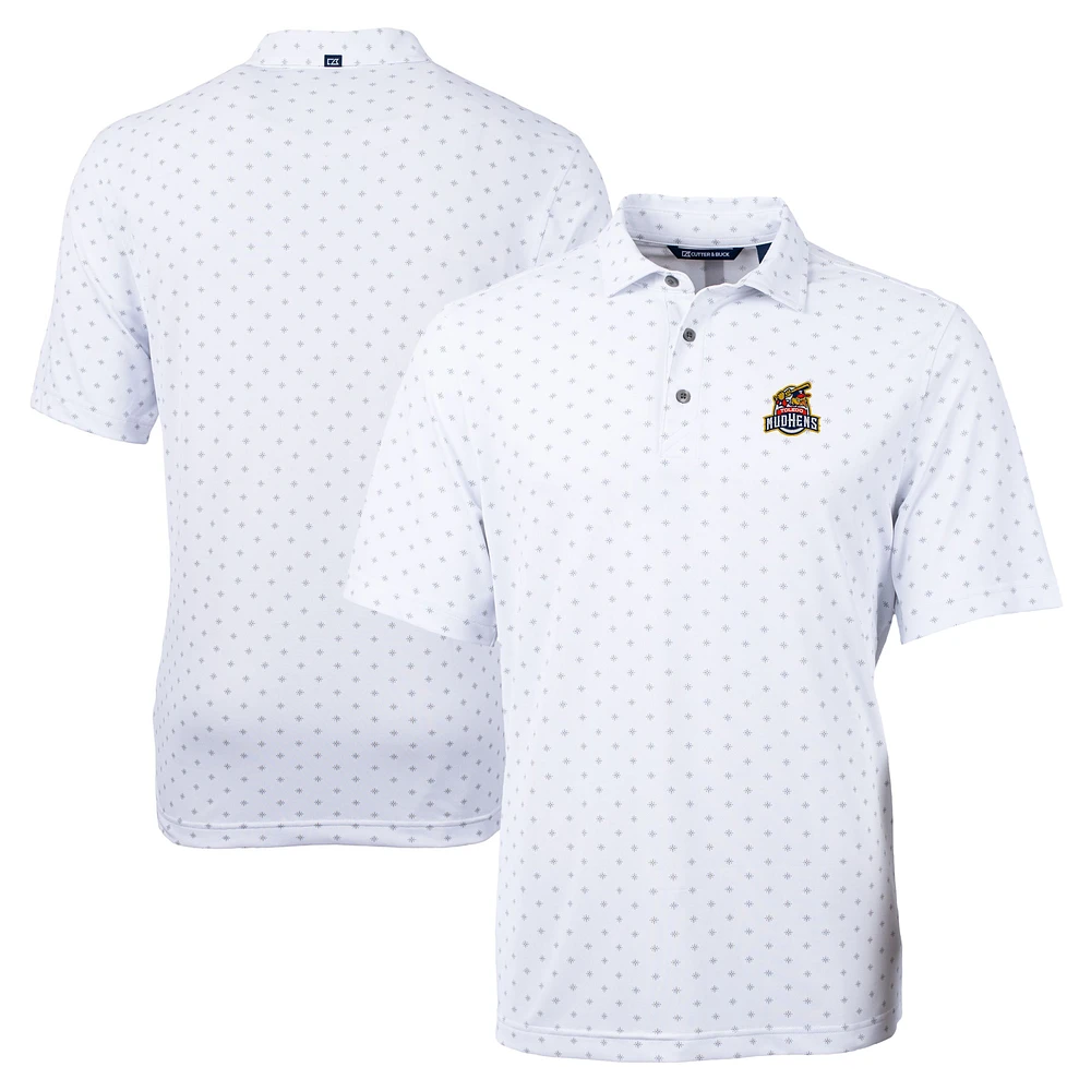 Men's Cutter & Buck White Toledo Mud Hens Big Tall Virtue Eco Pique Tile Print Recycled Polo