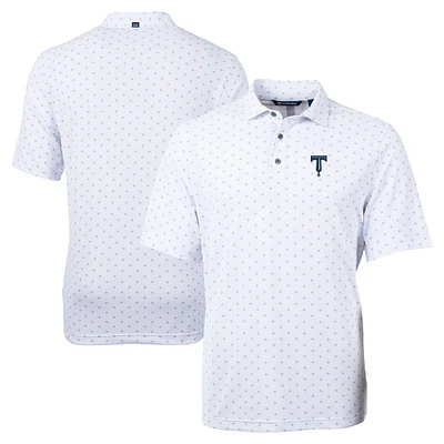 Men's Cutter & Buck White Tulsa Drillers Big Tall Virtue Eco Pique Tile Print Recycled Polo