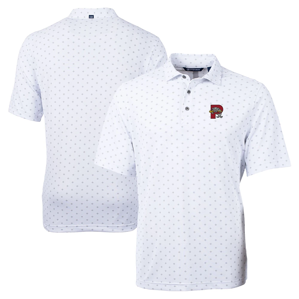 Men's Cutter & Buck White Portland Sea Dogs Big Tall Virtue Eco Pique Tile Print Recycled Polo