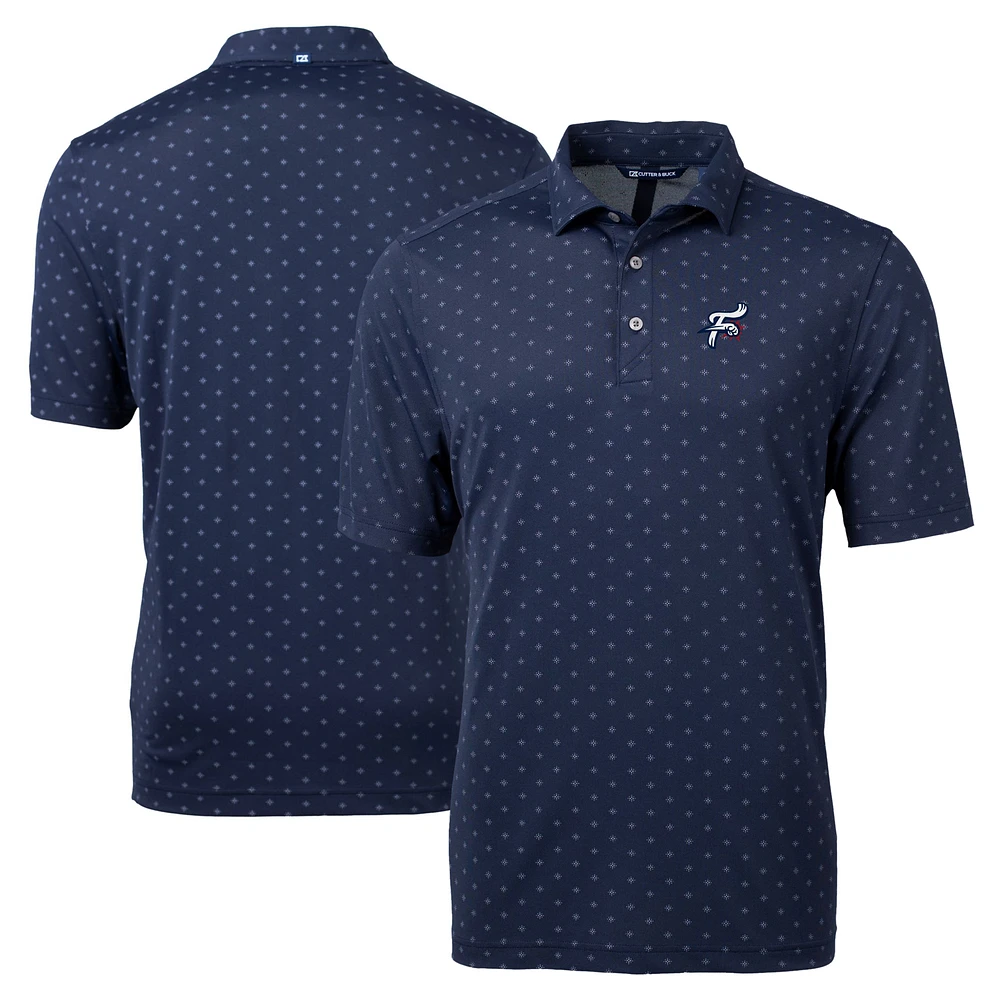 Men's Cutter & Buck Navy Reading Fightin Phils Big Tall Virtue Eco Pique Tile Print Recycled Polo
