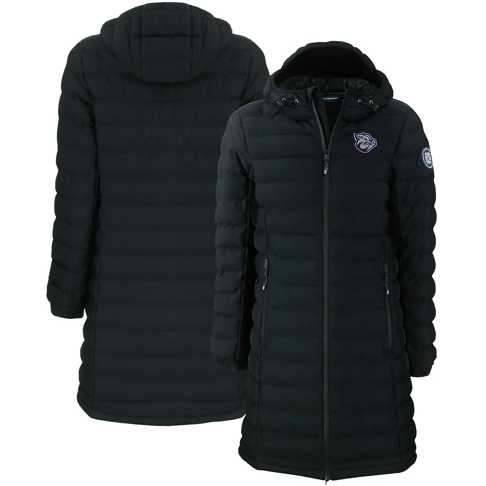Women's Cutter & Buck Black Lehigh Valley IronPigs Mission Ridge Repreve Eco Insulated Long Puffer Jacket