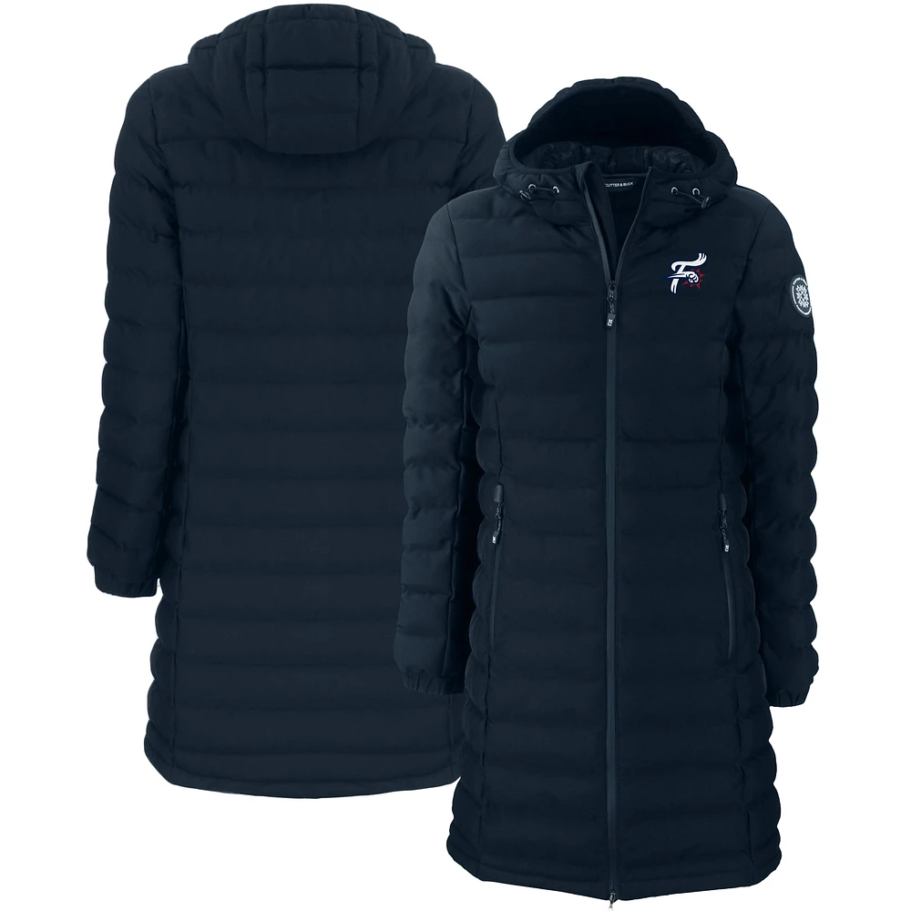 Women's Cutter & Buck Navy Reading Fightin Phils Mission Ridge Repreve Eco Insulated Long Puffer Jacket