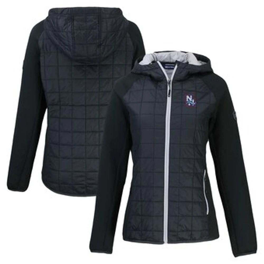 Women's Cutter & Buck Black New Hampshire Fisher Cats Rainier Primaloft Eco Raglan Full-Zip Hybrid Jacket
