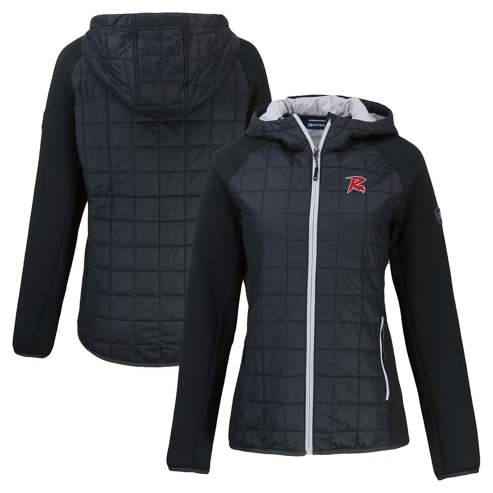 Women's Cutter & Buck Black Richmond Flying Squirrels Rainier Primaloft Eco Raglan Full-Zip Hybrid Jacket