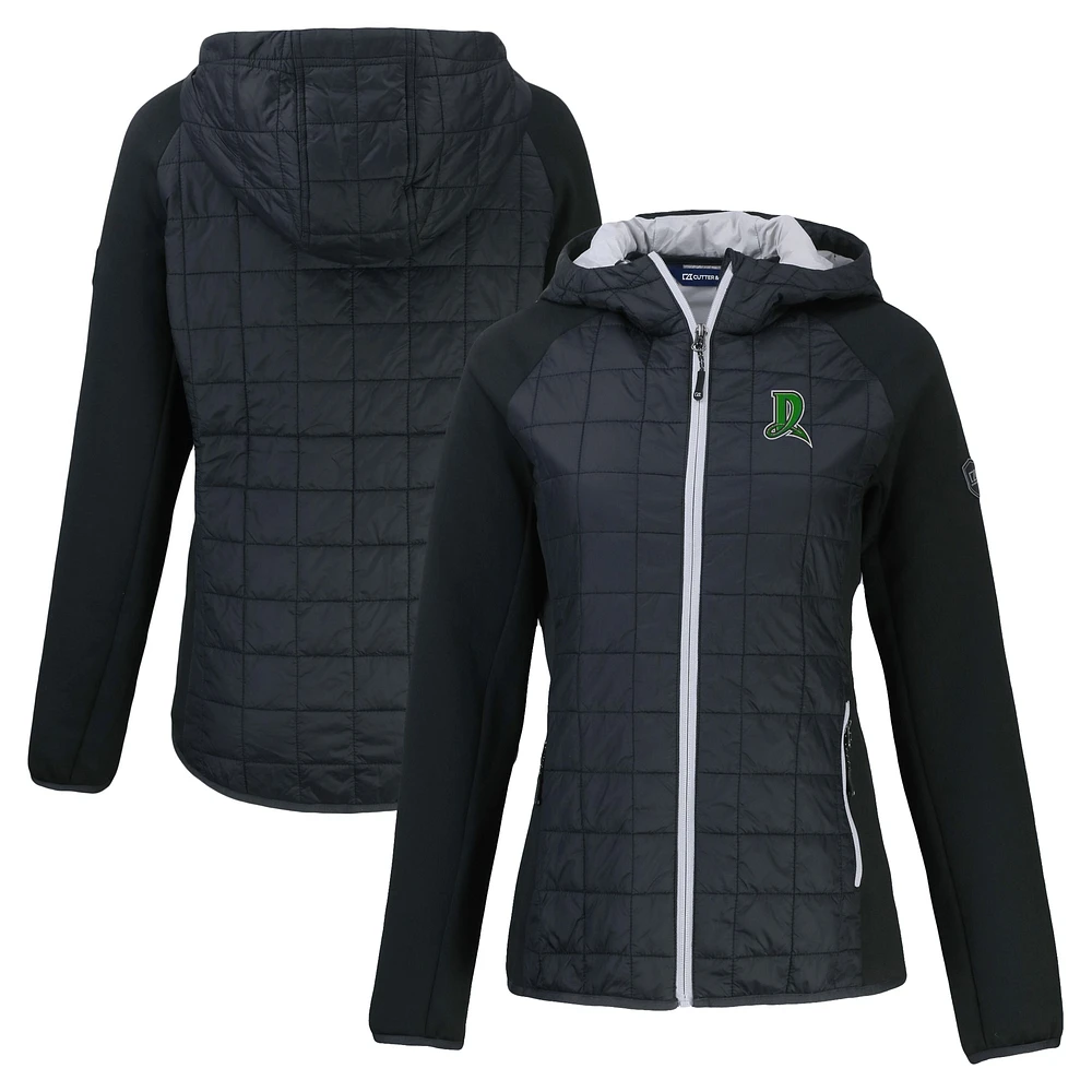 Women's Cutter & Buck Black Dayton Dragons Rainier Primaloft Eco Raglan Full-Zip Hybrid Jacket