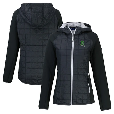 Women's Cutter & Buck Black Dayton Dragons Rainier Primaloft Eco Raglan Full-Zip Hybrid Jacket