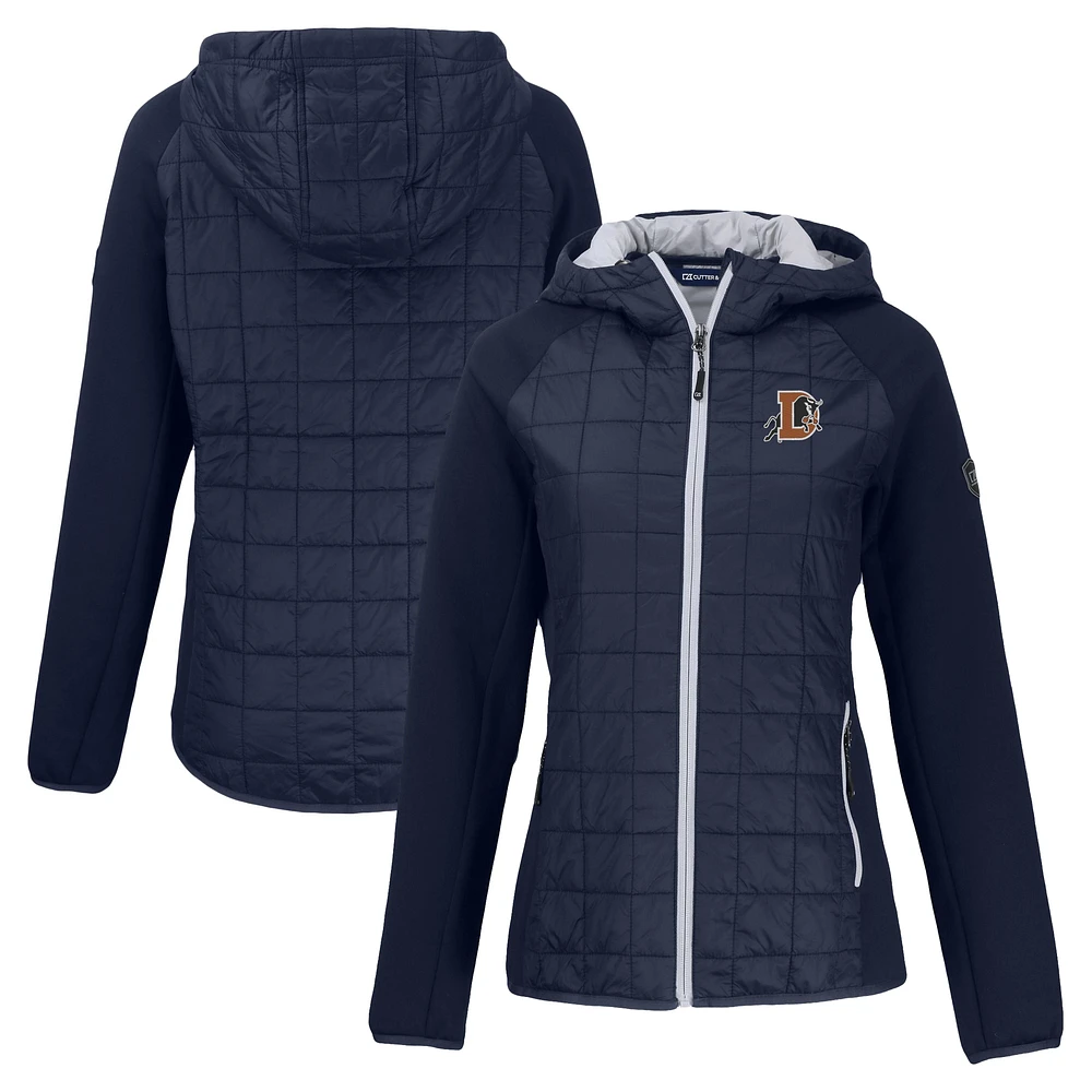 Women's Cutter & Buck Navy Durham Bulls Rainier Primaloft Eco Raglan Full-Zip Hybrid Jacket