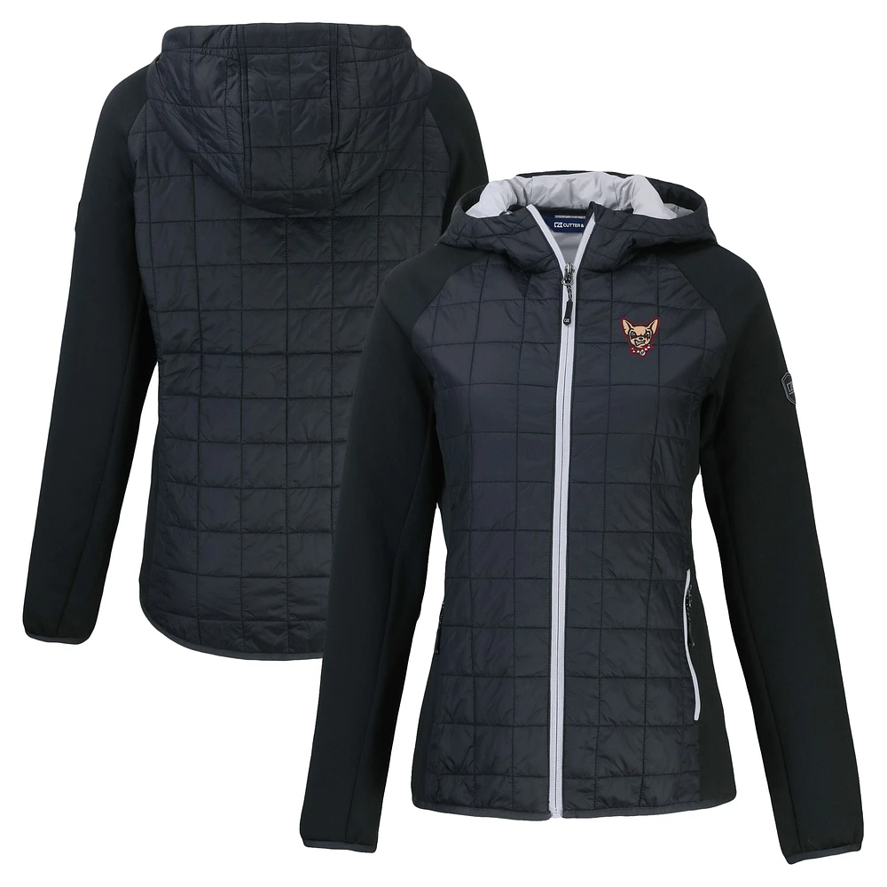 Women's Cutter & Buck Black El Paso Chihuahuas Rainier Primaloft Eco Raglan Full-Zip Hybrid Jacket
