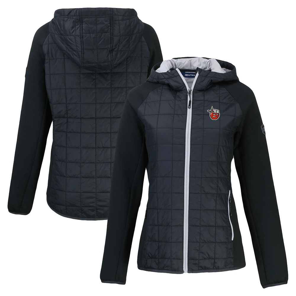 Women's Cutter & Buck Black Fort Wayne TinCaps Rainier Primaloft Eco Raglan Full-Zip Hybrid Jacket