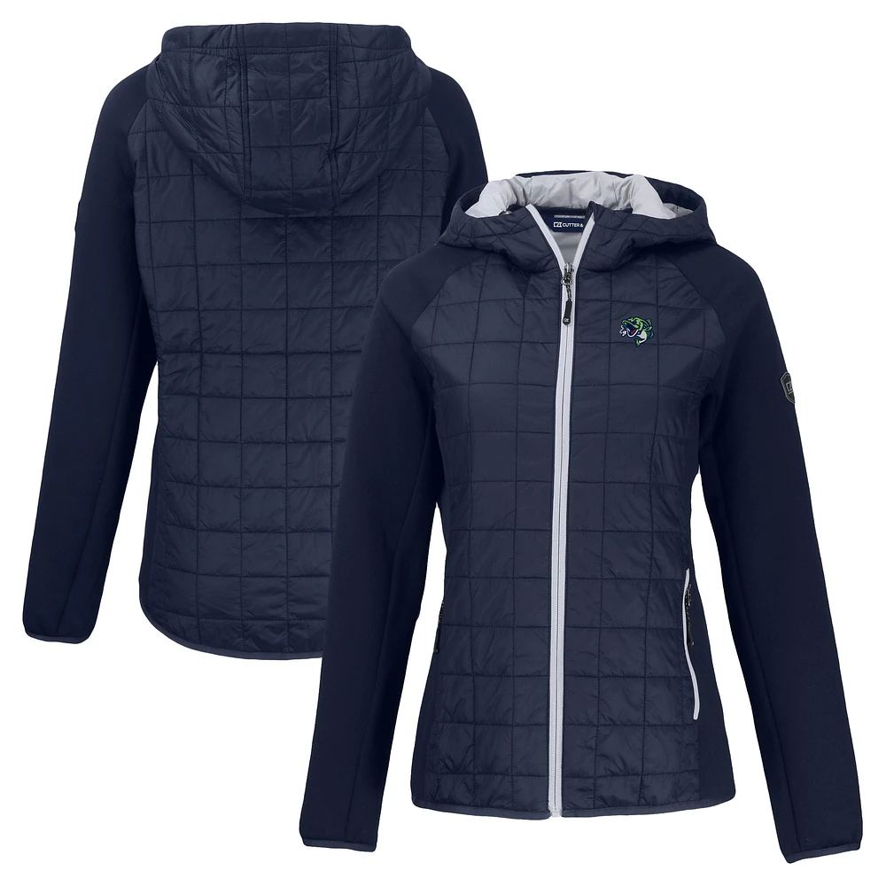 Women's Cutter & Buck Navy Gwinnett Stripers Rainier Primaloft Eco Raglan Full-Zip Hybrid Jacket