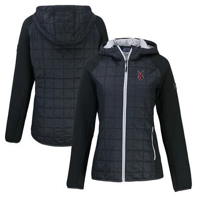 Women's Cutter & Buck Black Indianapolis Indians Rainier Primaloft Eco Raglan Full-Zip Hybrid Jacket