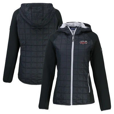 Women's Cutter & Buck Black Lansing Lugnuts Rainier Primaloft Eco Raglan Full-Zip Hybrid Jacket