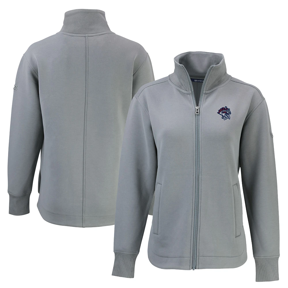 Women's Cutter & Buck Gray Binghamton Rumble Ponies Roam Eco Recycled Full-Zip Jacket