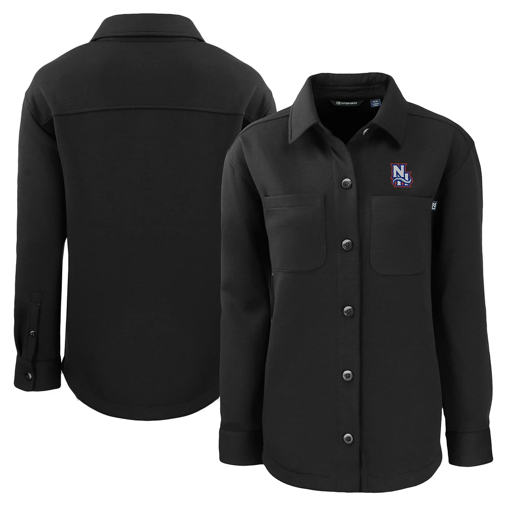 Women's Cutter & Buck Black New Hampshire Fisher Cats Roam Eco Knit Shirt Jacket