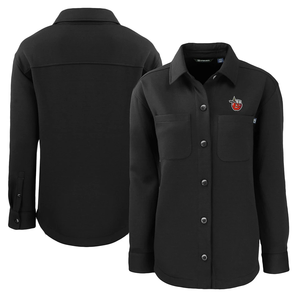 Women's Cutter & Buck Black Fort Wayne TinCaps Roam Eco Knit Shirt Jacket