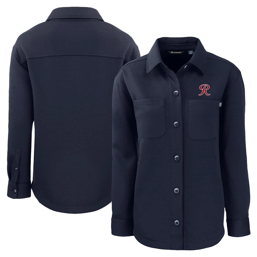 Women's Cutter & Buck Navy Tacoma Rainiers Roam Eco Knit Shirt Jacket