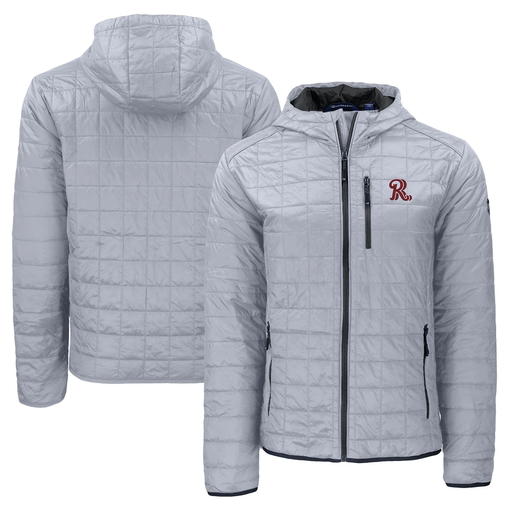 Men's Cutter & Buck Gray Frisco RoughRiders Rainier PrimaLoft Eco Full-Zip Hooded Jacket