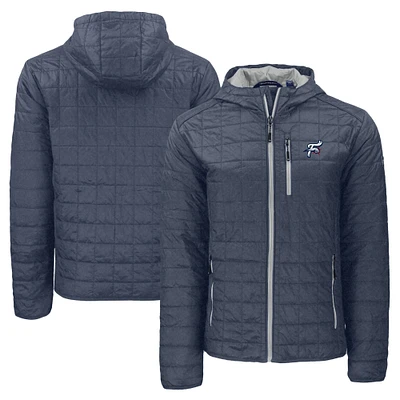 Men's Cutter & Buck Heather Navy Reading Fightin Phils Rainier PrimaLoft Eco Full-Zip Hooded Jacket