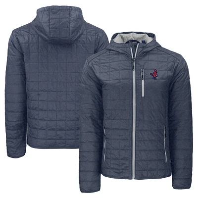 Men's Cutter & Buck Heather Navy Memphis Redbirds Rainier PrimaLoft Eco Full-Zip Hooded Jacket