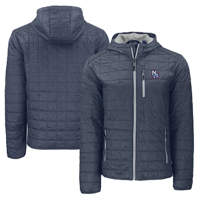 Men's Cutter & Buck Heather Navy New Hampshire Fisher Cats Rainier PrimaLoft Eco Full-Zip Hooded Jacket