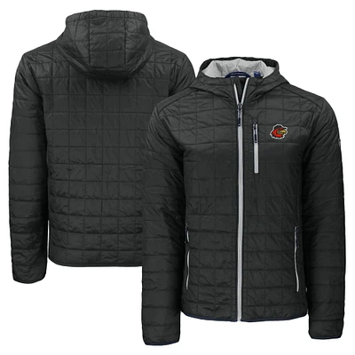 Men's Cutter & Buck Black Rochester Red Wings Rainier PrimaLoft Eco Full-Zip Hooded Jacket