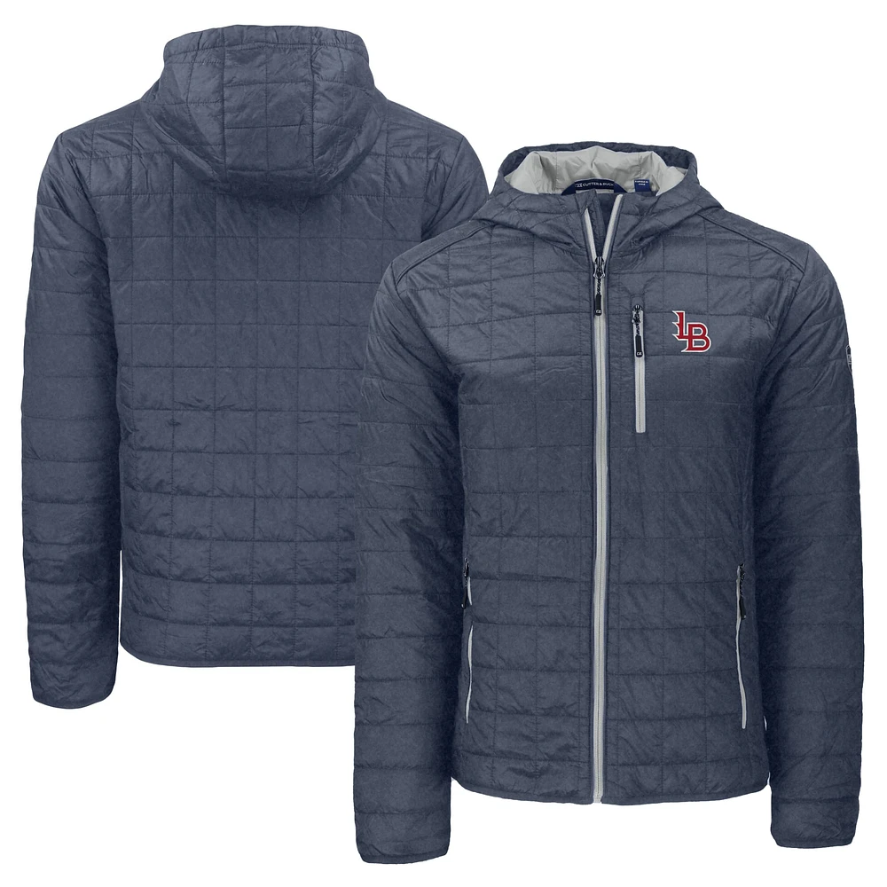 Men's Cutter & Buck Heather Navy Louisville Bats Rainier PrimaLoft Eco Full-Zip Hooded Jacket