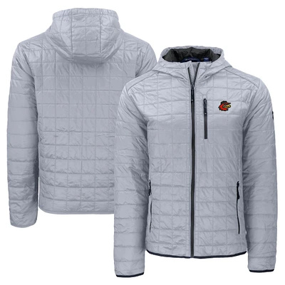Men's Cutter & Buck Gray Rochester Red Wings Rainier PrimaLoft Eco Full-Zip Hooded Jacket