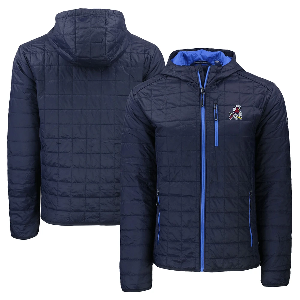 Men's Cutter & Buck Navy Springfield Cardinals Rainier PrimaLoft Eco Full-Zip Hooded Jacket
