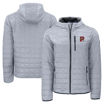Men's Cutter & Buck Gray Portland Sea Dogs Rainier PrimaLoft Eco Full-Zip Hooded Jacket