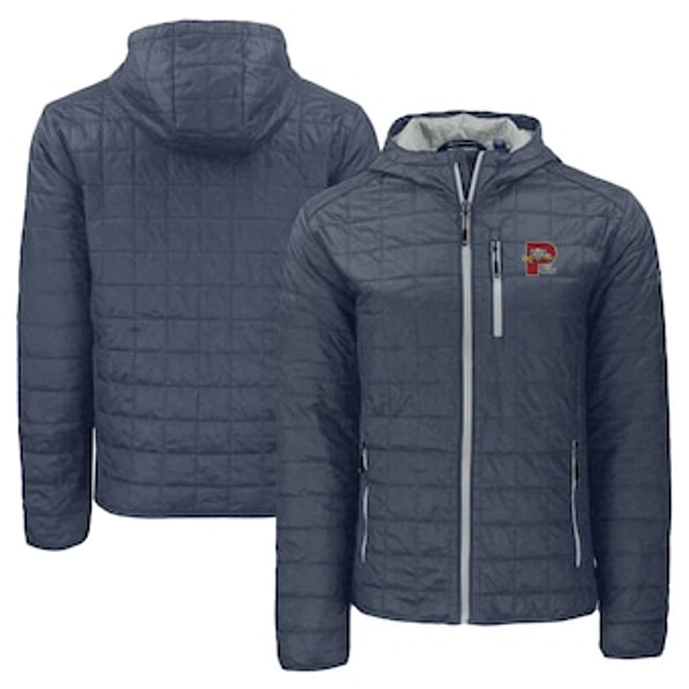 Men's Cutter & Buck Heather Navy Portland Sea Dogs Rainier PrimaLoft Eco Full-Zip Hooded Jacket
