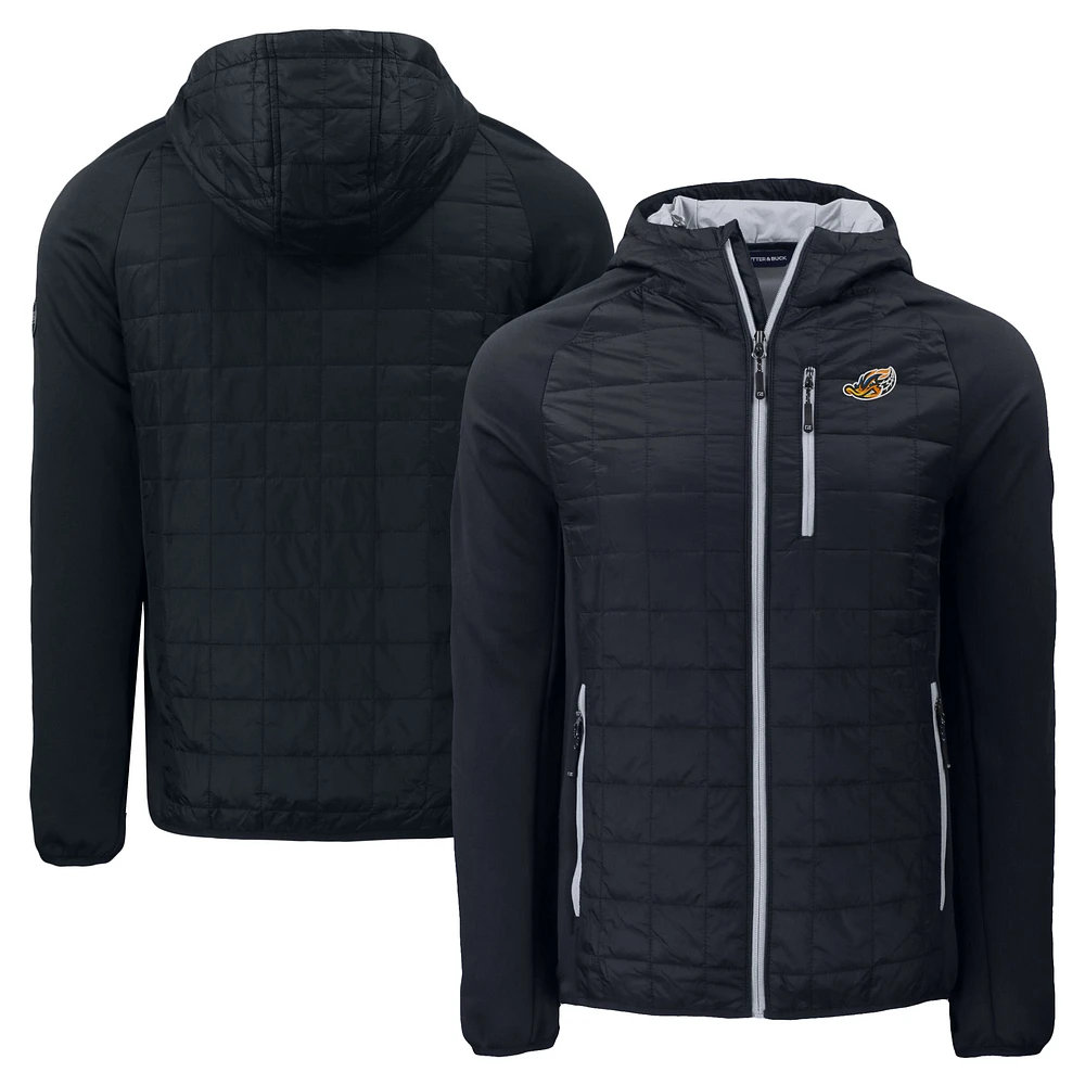 Men's Cutter & Buck Black Akron RubberDucks Rainier Primaloft Eco Full-Zip Hybrid Jacket