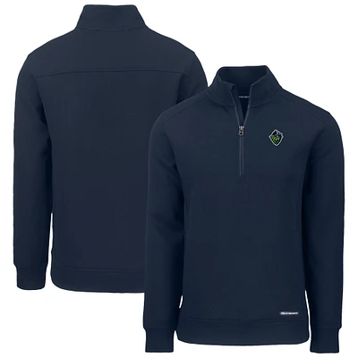 Men's Cutter & Buck Navy Hillsboro Hops Roam Eco Recycled Quarter-Zip Pullover