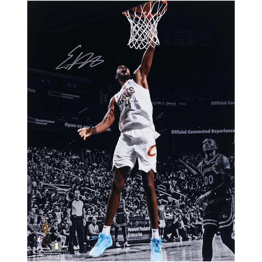 Evan Mobley Cleveland Cavaliers Autographed 16" x 20" White Jersey Dunk Spotlight Photograph