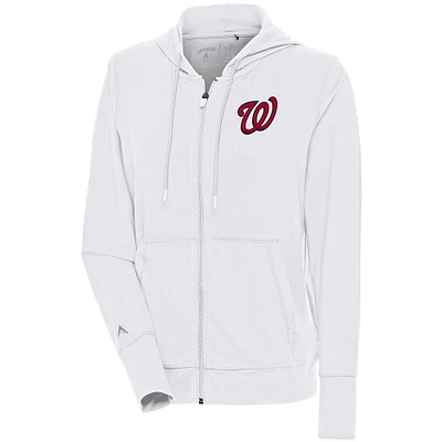 Women's Antigua White Washington Nationals Moving Full-Zip Jacket