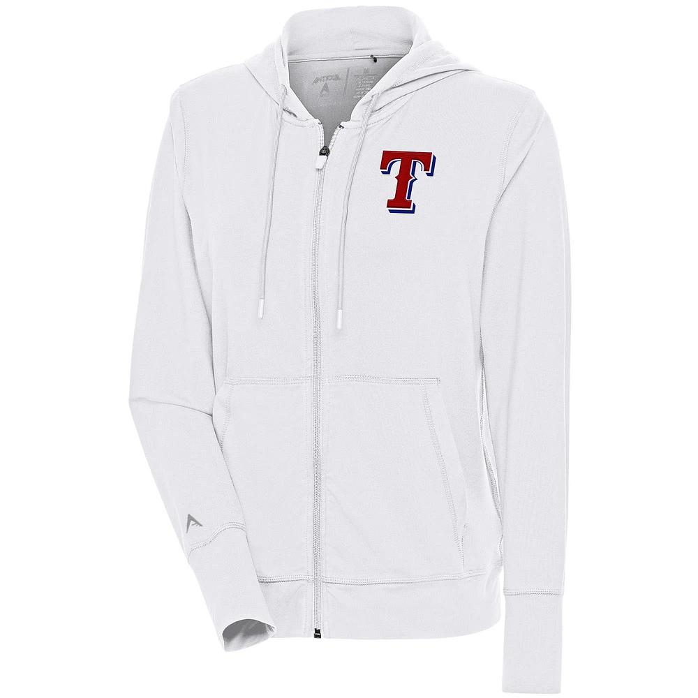 Women's Antigua White Texas Rangers Moving Full-Zip Jacket