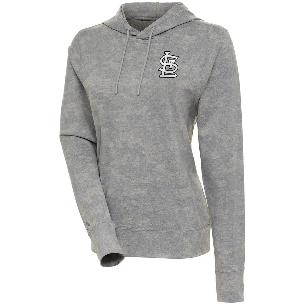 Women's Antigua White St. Louis Cardinals Brushed Metallic Respite Pullover Hoodie