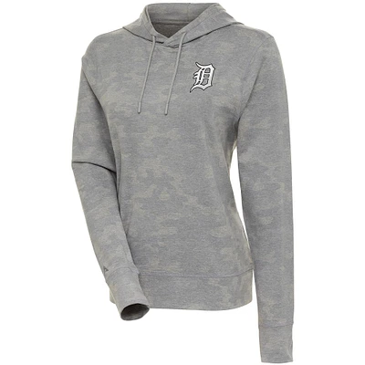 Women's Antigua White Detroit Tigers Brushed Metallic Respite Pullover Hoodie