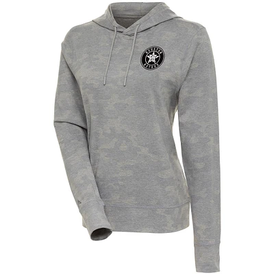 Women's Antigua White Houston Astros Brushed Metallic Respite Pullover Hoodie