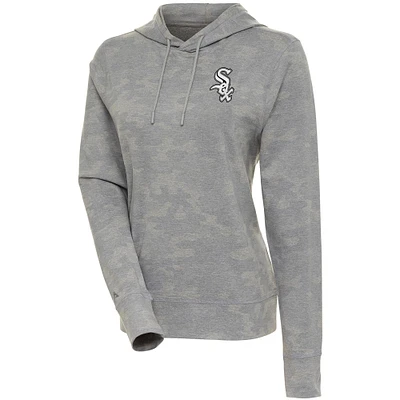 Women's Antigua White Chicago Sox Brushed Metallic Respite Pullover Hoodie