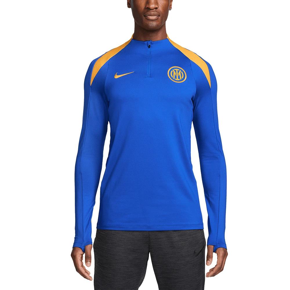 Men's Nike Blue Inter Milan 2024/25 Third Strike Drill Performance Quarter-Zip Pullover Top